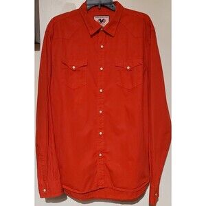Cactus Authentic Handcrafted Goods Men's Shirt w/ Pearl Snap Buttons Size XL Red